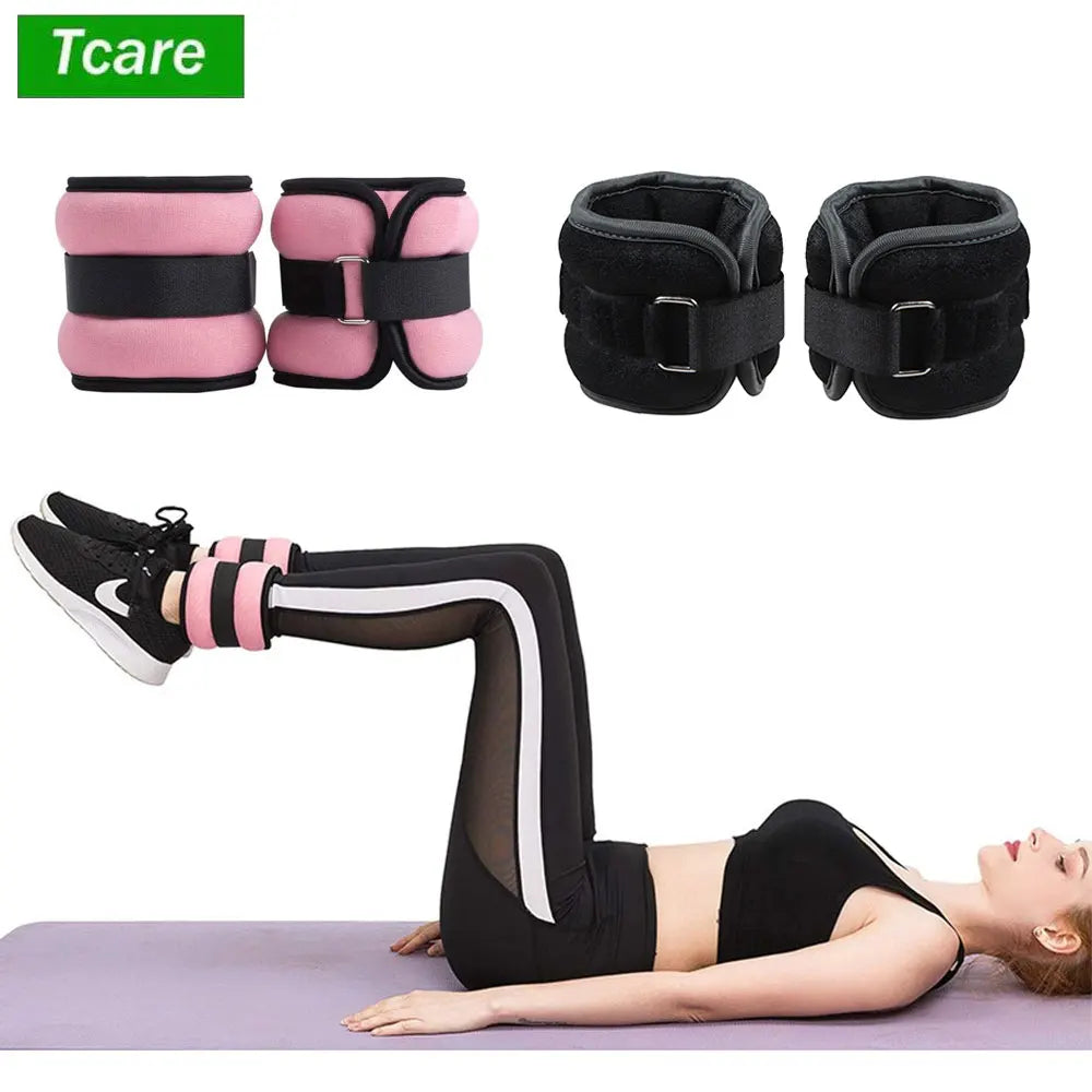 Woman using Ankle & Wrist Weights 0.25–0.5KG during workout for fitness improvement.
