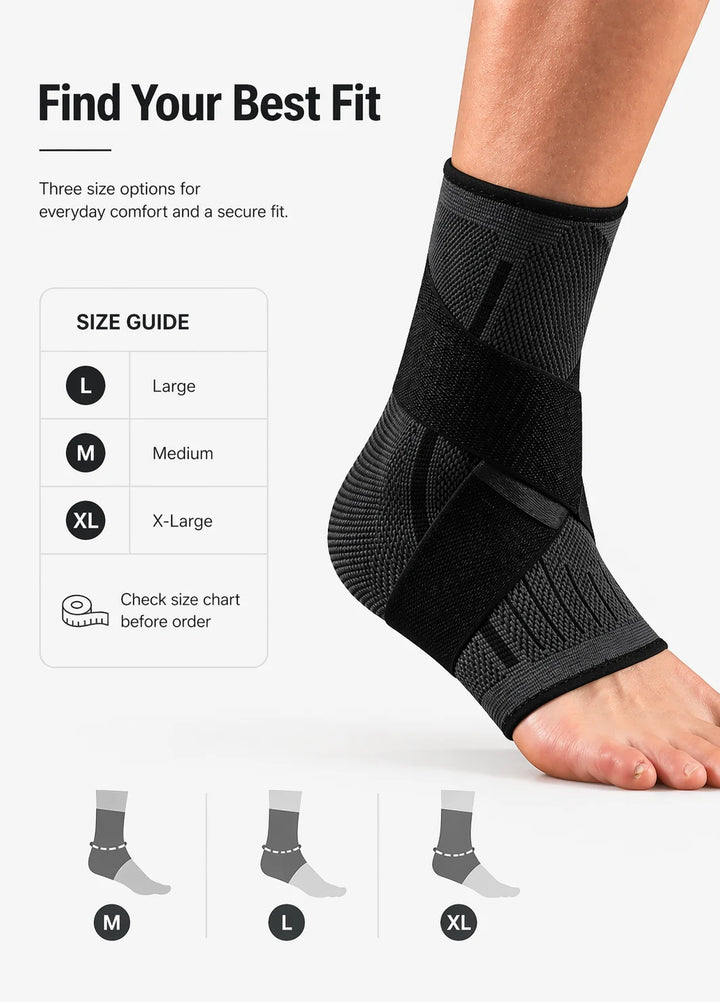 Ankle Support Brace with Adjustable Wrap Breathable Knit Compression Sleeve for Sports Workout Running Walking Fitness Daily Wea