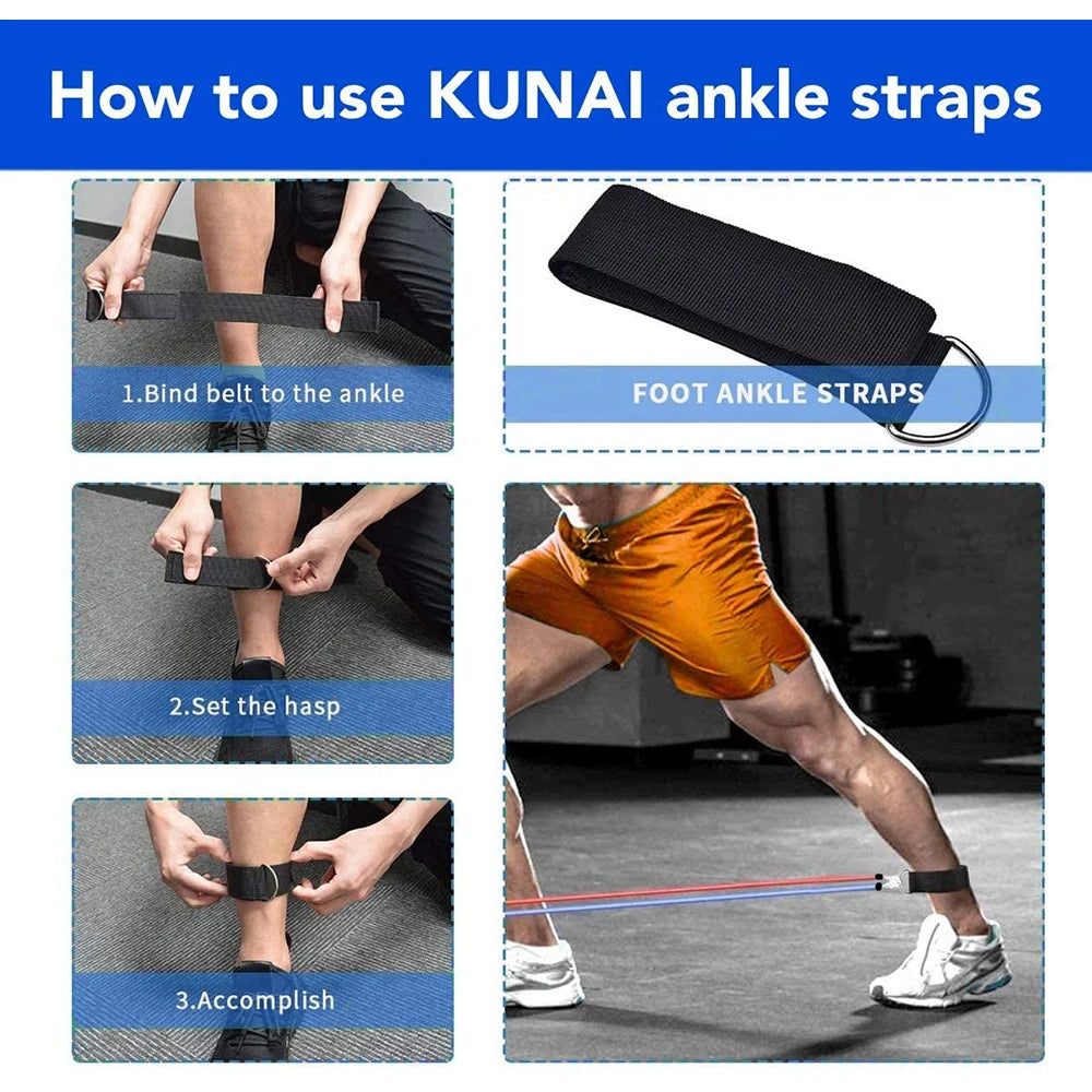 Exercise Resistance Bands Set Up to 115 lbs Fitness Stretch Workout Bands with 5 Fitness Tubes Home Gym Yoga Equipment Men Women
