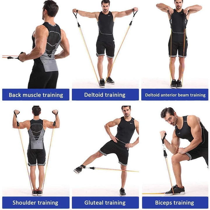 Exercise Resistance Bands Set Up to 115 lbs Fitness Stretch Workout Bands with 5 Fitness Tubes Home Gym Yoga Equipment Men Women