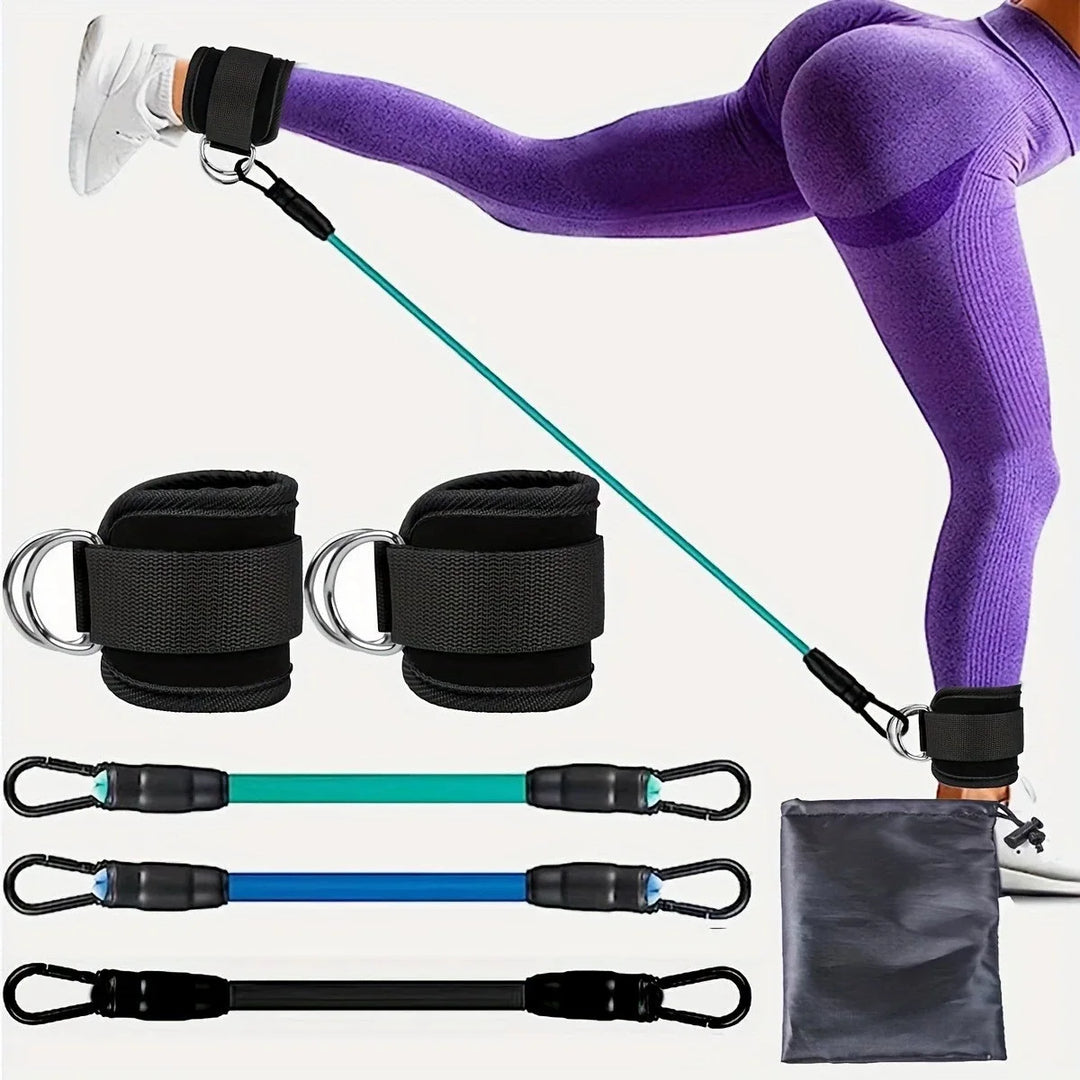 Resistance Band Set with Ankle Straps – Home Gym Fitness Kit