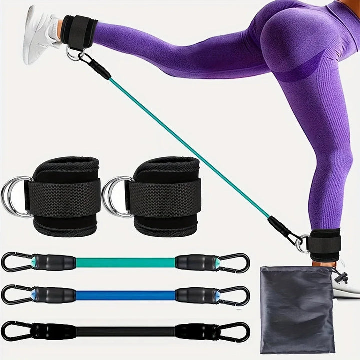 Resistance Band Set with Ankle Straps – Home Gym Fitness Kit