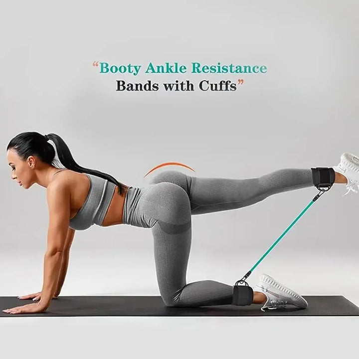 Resistance Band Set with Ankle Straps – Home Gym Fitness Kit