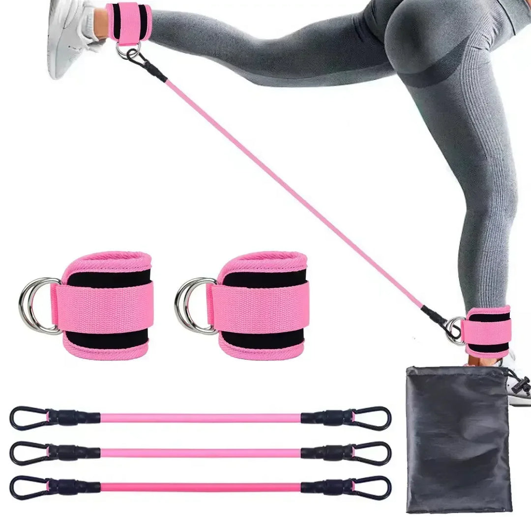 Resistance Band Set with Ankle Straps – Home Gym Fitness Kit