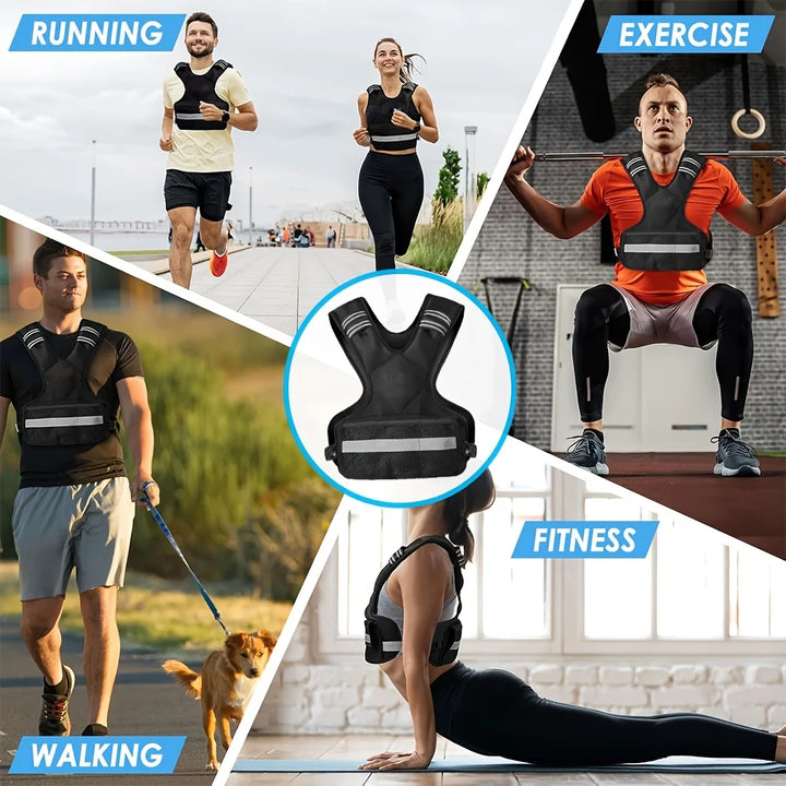 Adjustable Weight Vest 4-10lb,with 6 Weights and Reflective Strips for Strength Training