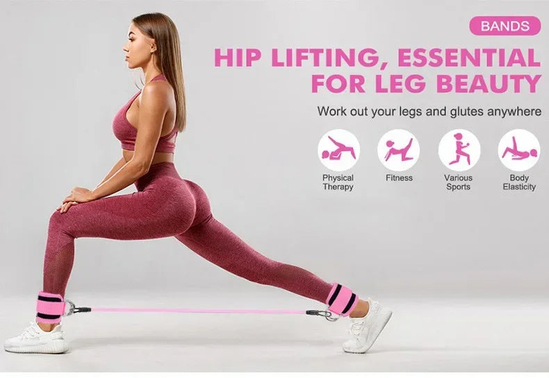 Resistance Band Set with Ankle Straps – Home Gym Fitness Kit