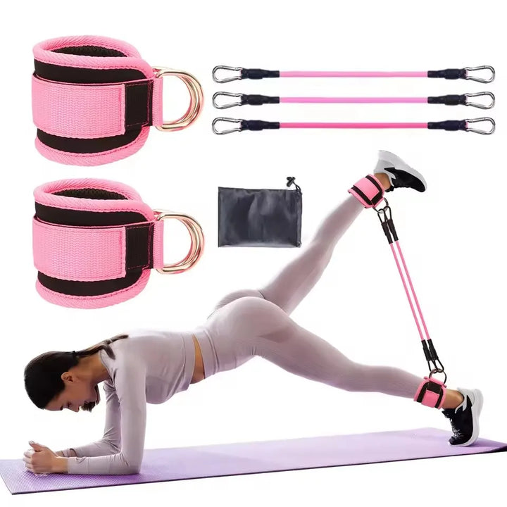 Resistance Band Set with Ankle Straps – Home Gym Fitness Kit