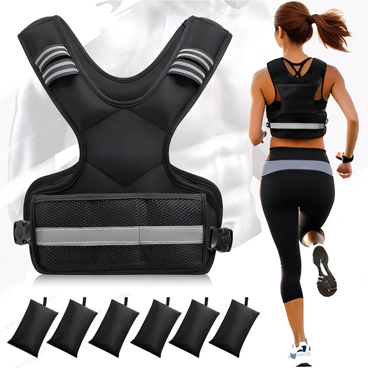 Adjustable Weight Vest 4-10lb,with 6 Weights and Reflective Strips for Strength Training