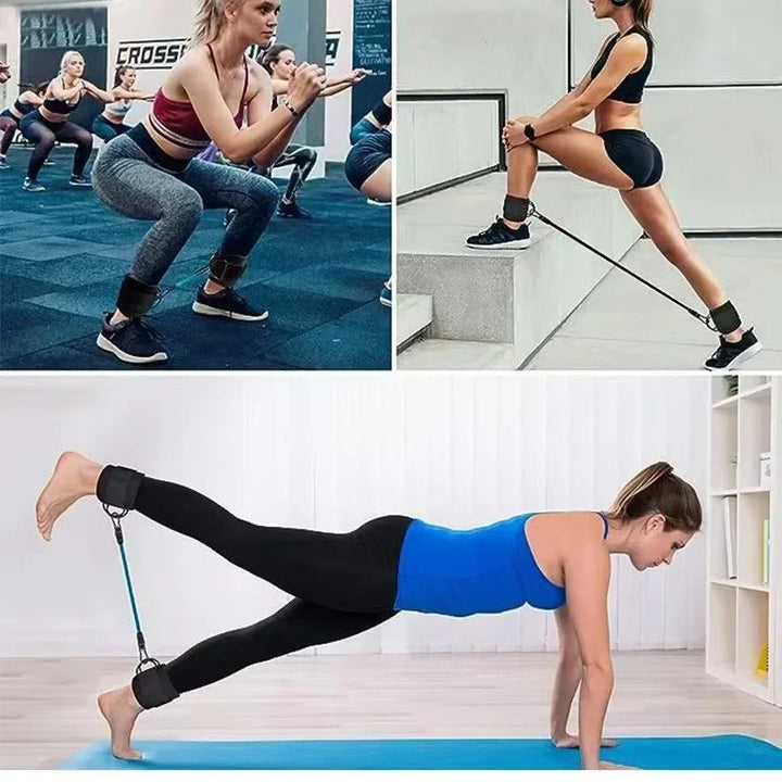 Resistance Band Set with Ankle Straps – Home Gym Fitness Kit