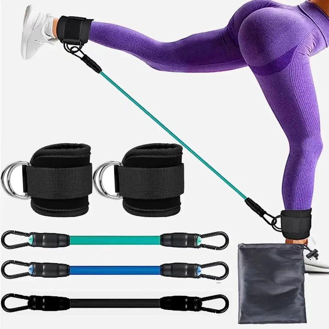 Resistance Band Set with Ankle Straps – Home Gym Fitness Kit