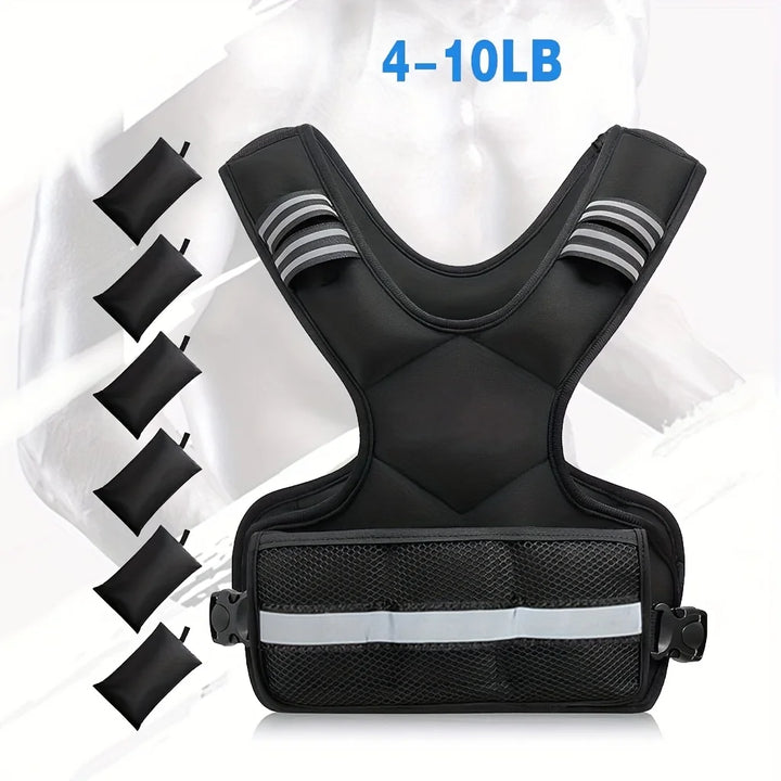 Adjustable Weight Vest 4-10lb,with 6 Weights and Reflective Strips for Strength Training