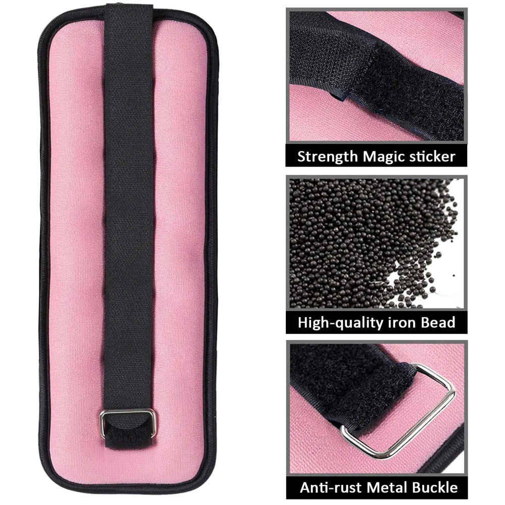 Ankle &amp; Wrist Weights 0.25–0.5KG with strength magic sticker, high-quality iron beads, and anti-rust metal buckle