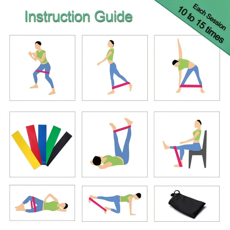 Resistance Bands 5 Levels 10–40LB – Yoga, Pilates &amp; Strength Training