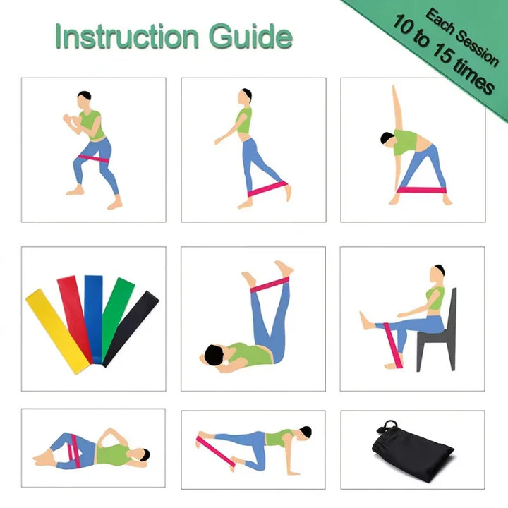 Resistance Bands 5 Levels 10–40LB – Yoga, Pilates &amp; Strength Training
